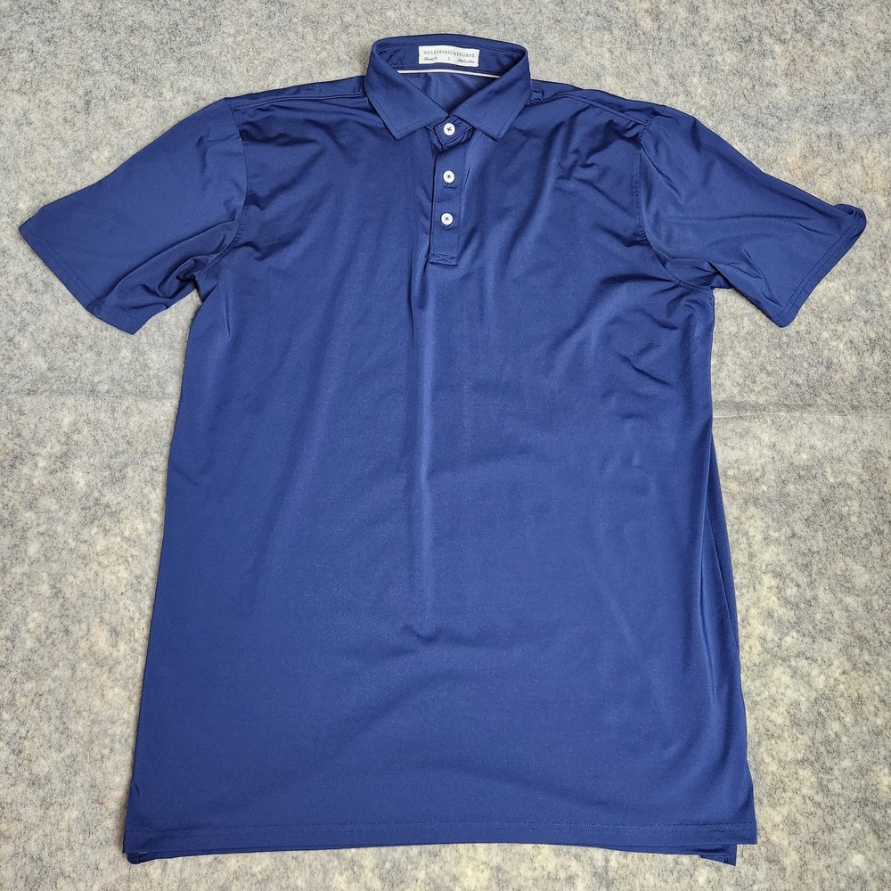 Holderness & Bourne Polo Shirt Men L Navy Blue Tailored Fit The Anderson Golf